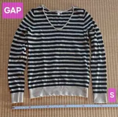 ギャップ GAP ボーダー ニット Vネック レディース Sサイズ ウール100
