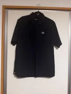 フレッドペリー 半袖 ボタンダウンシャツ ネイビー M 刺繍ロゴ