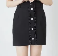 Ank Rouge サテンフリル台形ミニスカート　黒　　地雷　量産