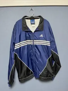 t*様 adidas ナイロンジャケット ネイビー ブルー 【古着】【美品】【着