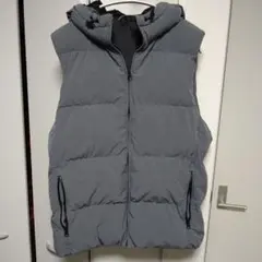 GU グレー フード付きダウンベスト ＸＬ UNIQLO