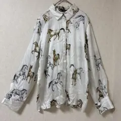 ZARA 馬プリント 長袖シャツ L ブラウス　フォースのサムネイル