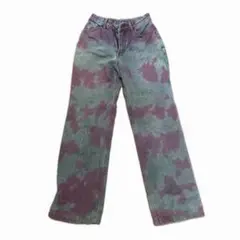 青紫グラデーション ワイドレッグデニムパンツ