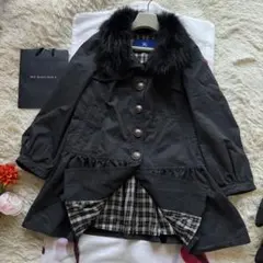 BURBERRY BLUE LABEL ファー付きトレンチコート ブラック 38