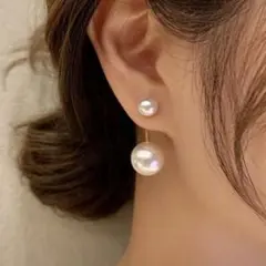 ダブルパールピアス ゴールドカラーのサムネイル