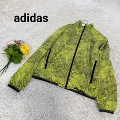 アディダス【S】ナイロンジャケット　ボーダー柄　ジップアップ　ワンポイントロゴ