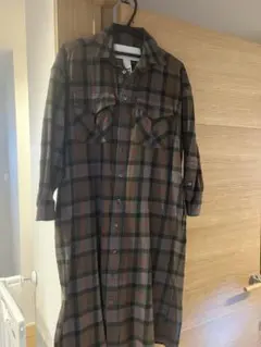 半額セール中 77circa チェック ロング シャツ ガウン ネル コート 