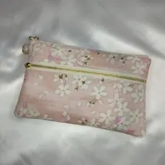 ポーチ　ハンドメイドダブルファスナーポーチ　桜　Sakura柄