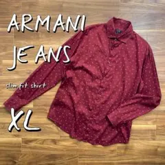 ARMANI JEANSアルマーニジーンズ ロゴ総柄スリムフィットシャツXL