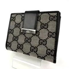 GUCCI グッチ GG柄 二つ折り財布 レザー キャンバス ブラック