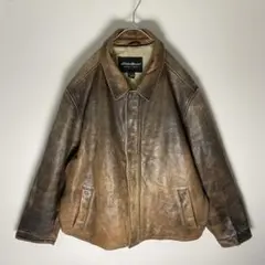 Eddie Bauer 本革 レザージャケット 表記XXL フライト系シルエット