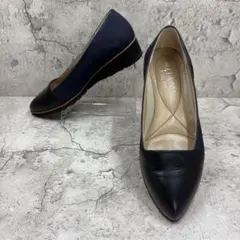 DIANA WELL FIT パンプス 23cm 黒×紺 コンフォート