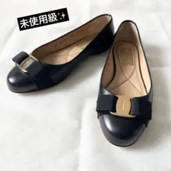 未使用級✨PRADA フラットシューズ リボン ゴールドロゴ金具 1F889D