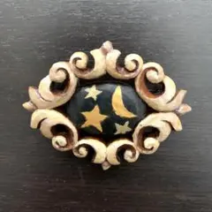 手作り⭐︎可愛い！夜空の木製ブローチ