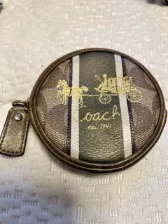 あ*ち様 【人気】COACH コーチ コインケース 馬車ロゴ シグネチャー 丸型