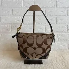 美品✨COACH(コーチ) シグネチャー ミニハンドバッグ キャンバス×レザー