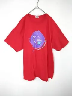 美品　フルーツオブザルーム　Ｔシャツ　メンズXL　赤色　綿100％　前後プリント