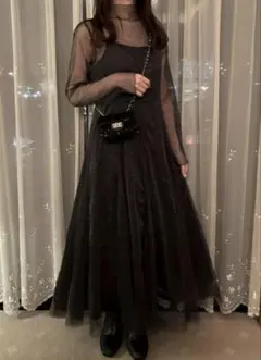 【GRL】ラメチュールワンピース|結婚式二次会オケージョンドレスのサムネイル