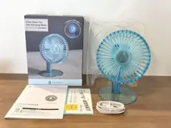クリアデスクファン LED ライト 首振り機能付 LCAF029
