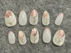 現品＊オーダー / ローズ 薔薇 フレンチ ニュアンス ネイルチップ