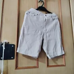 ベージュ ハーフパンツ コットン混紡