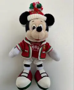 レトロミッキー　クリスマスストーリーズぬいぐるみバッジ