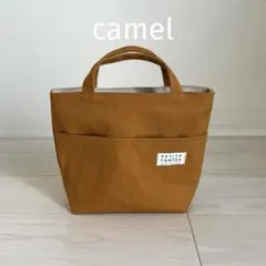 バッグインバッグ　帆布キャメル　縦長