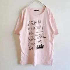 ジョンブル Tシャツ ハンドプリント 英字 コットン ピンク M カットソーのサムネイル