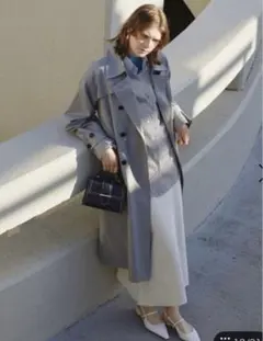 ミラオーウェン　シャンブレーオーバートレンチコート　グレー