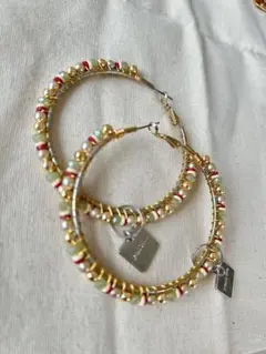 PEACHE✩︎カラフルビーズのフープピアス