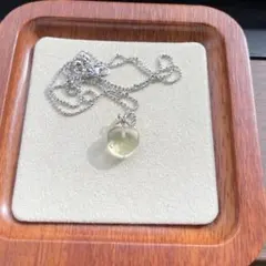 天然石リビアングラスのハート➕S925チェーン　C.10