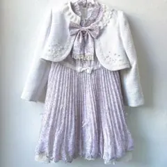 CHOPIN deux 小花柄 チュール フォーマル ワンピ ツイードボレロ 紫