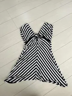 EGOIST 黒白ストライプ 背中クロスデザイン ドレス Fサイズ 美品