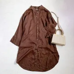 極美品♪レリアン リネン半袖シャツ 13＋ 大きいサイズ 麻100% 日本製 