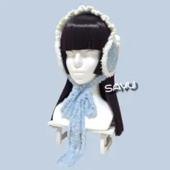 イヤーマフ　ヘッドドレス　ハンドメイド　天使界隈　サブカル系　ロリータ　編み物