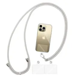 大特価⭐️スマホストラップ 首掛け ショルダー紐 タグパッチ3枚 ライトグレー