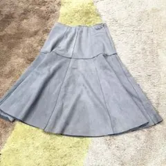 ZARA BASIC フェイクスエード フレアスカート グレー M