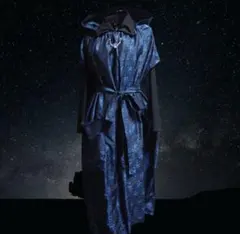 着物リメイク ロングワンピース風チュニック フード付き ベルト付 和柄