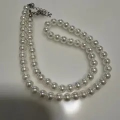 ホワイトパール二重巻きネックレス