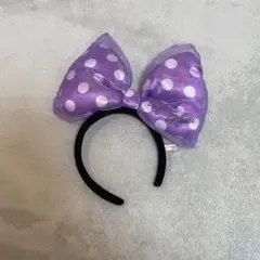 ディズニー　ミニー　リボンカチューシャ　紫