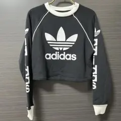 adidas トレフォイル ロゴ スウェット トップス プルオーバー ショート丈