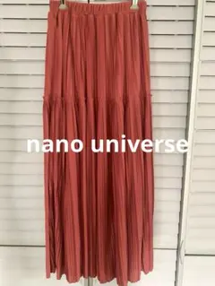nano universe マキシ丈　ロングプリーツスカート　赤