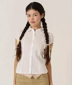 tinajojun コンパクト キャップスリーブ ブラウス ホワイトのサムネイル