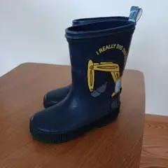 H&Mレインブーツ　ダークブルー　紺 15.5cm はたらく車　ショベルカーのサムネイル