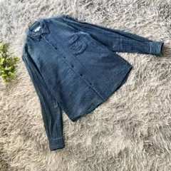 BEAUTY&YOUTH【M】大人気 ダークブルー デニム風 コットン シャツ