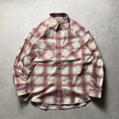 MK様専用vintageオンブレチェックプリネルシャツレッドシャドーフランネルワ