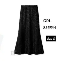 GRL グレイル　ジャガードフレアスカート【k8593b】ブラック　S