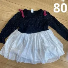ワンピース　チュニック　女の子　80 長袖　リボンのサムネイル