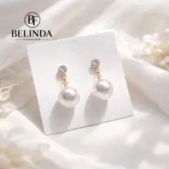 BELINDA FASHION パールとクリスタルのピアス