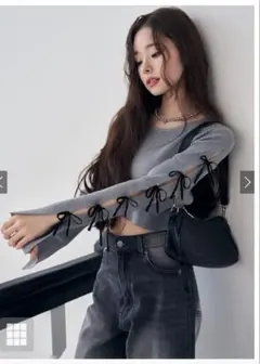 フリージア　スリットスリーブリボンニットトップスdr713